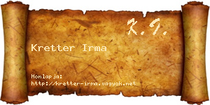 Kretter Irma névjegykártya